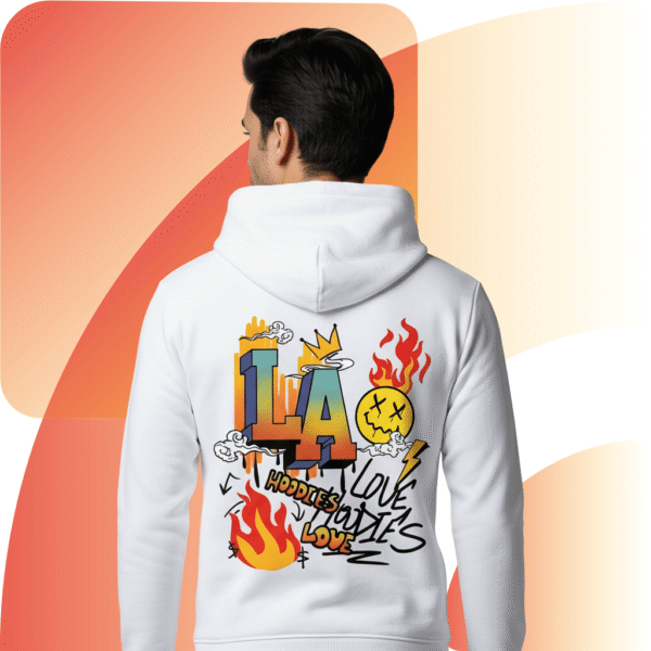 Premium Printed Black Hoodie – 320 GSM Heavyweight Fleece Streetwear by ORRYXA - White - Image 2