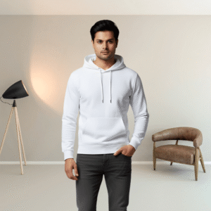 Premium Plain White Hoodie – 320 GSM Heavyweight Fleece Streetwear by ORRYXA - White