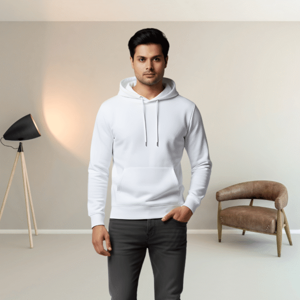 Jordan Premium Printed White Hoodie – 320 GSM Heavyweight Fleece Streetwear by ORRYXA - White - Image 2