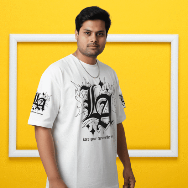 Modern relaxed look Premium 240 GSM cotton Oversized Printed T-Shirt for Men - Image 1