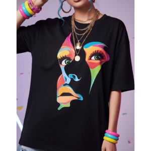 Orryxa Premium Oversized T-Shirt for Women (Black | Cotton | 240 GSM)