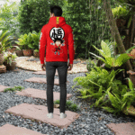 Duck printed Premium Red Hoodie – 320 GSM heavyweight Oversized Streetwear by ORRYXA - Image 3