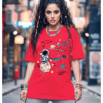 Orryxa 220 GSM Red Heavyweight Cotton Oversized Tee for Women – Fashion Meets Comfort