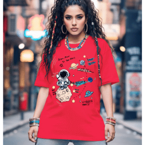 Orryxa 220 GSM Red Heavyweight Cotton Oversized Tee for Women – Fashion Meets Comfort