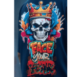 Skate or die horror printed Premium Oversized T-Shirt for Men (Navy Blue | 280 GSM | 100% Cotton) - Image 2