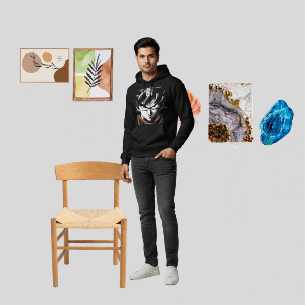 Primium Printed Black Hoodie – 320 GSM Heavyweight Fleece Streetwear by ORRYXA - Image 2