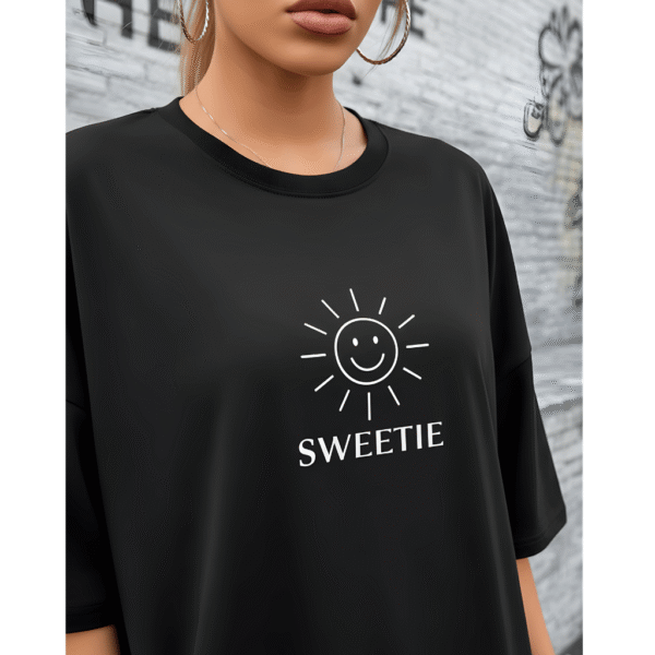 You're doing great sweetie Orryxa Women's Oversized T-Shirt for Women (Black | Cotton | 240 GSM) - Image 2