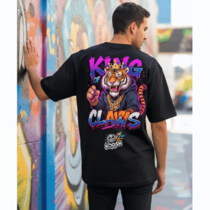 King Claws Premium Oversized T-Shirt for Men (Black | 280 GSM | 100% Cotton)