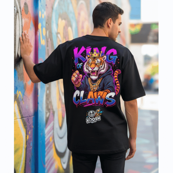 King Claws Premium Oversized T-Shirt for Men (Black | 280 GSM | 100% Cotton) - Image 1