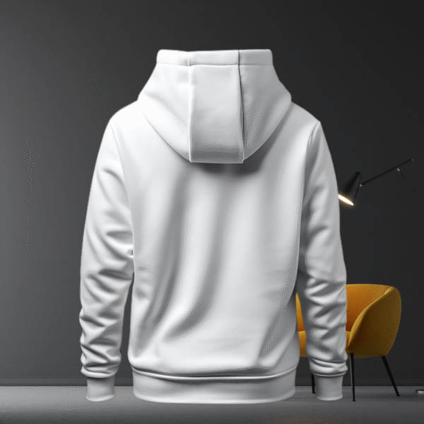 Premium Plain White Hoodie – 320 GSM Heavyweight Fleece Streetwear by ORRYXA - White - Image 2
