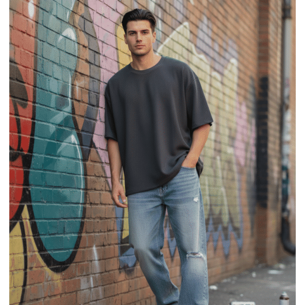 4 Men’s Oversized Karera Popcorn Fabric T-Shirt | 220 GSM Premium Quality | Round Neck Casual Wear - Image 1