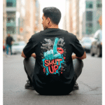 Shut up printed Premium Oversized T-Shirt for Men (Black | 280 GSM | 100% Cotton)