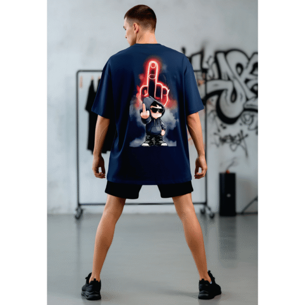 UP Yours Bro printed Premium Oversized T-Shirt for Men (Navy Blue | 280 GSM | 100% Cotton) - Image 2