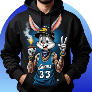 Rabbit cartoon premium Black Hoodie – 320 GSM Heavyweight Fleece Streetwear by ORRYXA