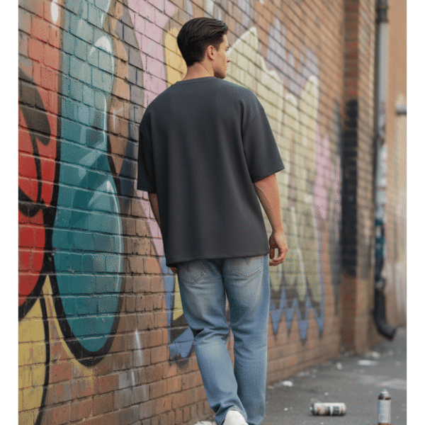 Men’s Oversized Karera Popcorn Fabric T-Shirt | 220 GSM Premium Quality | Round Neck Casual Wear - Image 2