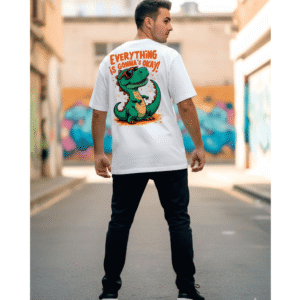Everything is gonna be Ok printed Premium Oversized T-Shirt for Men (White | 280 GSM | 100% Cotton)