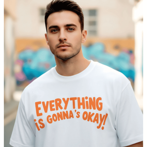 Everything is gonna be Ok printed Premium Oversized T-Shirt for Men (White | 280 GSM | 100% Cotton) - Image 3