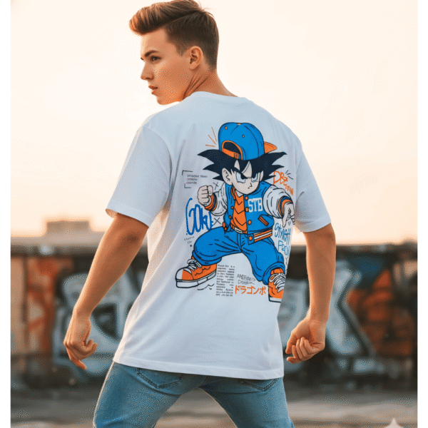 54 Anime printed Premium Oversized T-Shirt for Men (White | 280 GSM | 100% Cotton) - Image 1