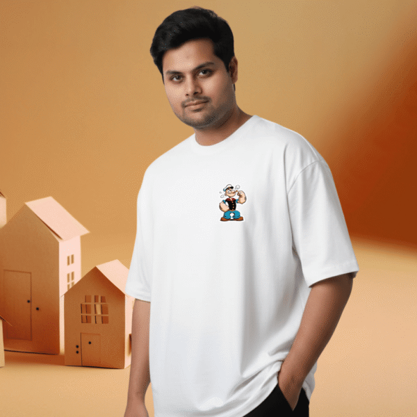 Popeye Scare board Premium 240 GSM Oversized Printed T-Shirt for Men - Image 2