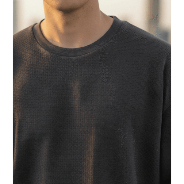 Men’s Oversized Karera Popcorn Fabric T-Shirt | 220 GSM Premium Quality | Round Neck Casual Wear - Image 3