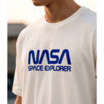NASA printed Orryxa Premium Oversized T-Shirt for Men (Cream Beige | 280 GSM | 100% Cotton) - Image 4