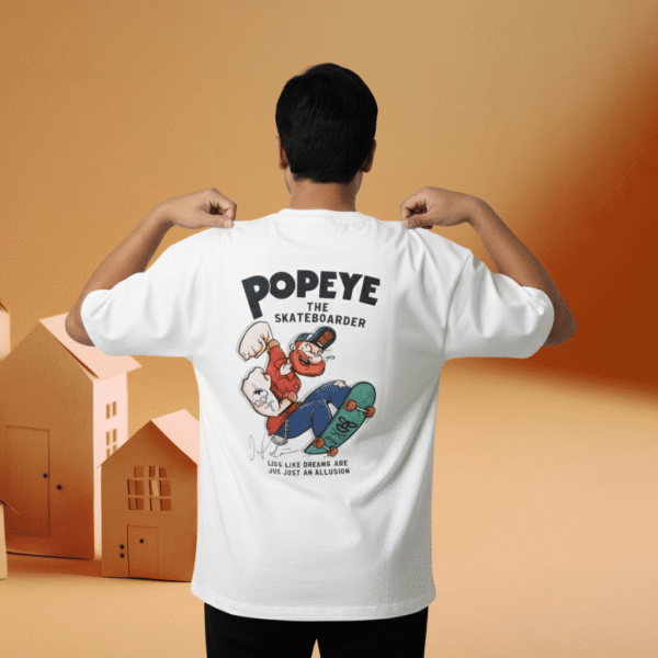 6_20251005_223125_0005 Popeye Scare board Premium 240 GSM Oversized Printed T-Shirt for Men - Image 1