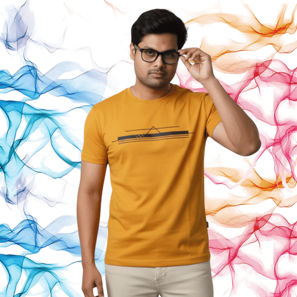 Happy stylish printed 220 gsm Masted Yellow Premium Regular Fit T-Shirt - Image 1