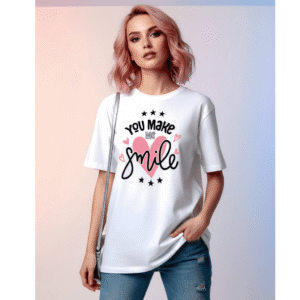 You make smile 220 GSM White Heavyweight Cotton Oversized Tee for Women – Fashion Meets Comfort