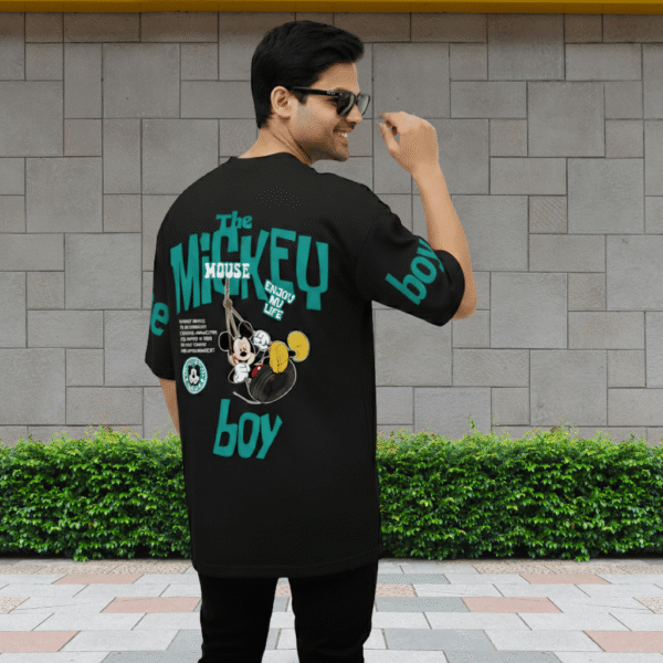 8 The Monkey boy cotton 240 GSM Oversized Printed T-Shirt for Men - Black - Image 1