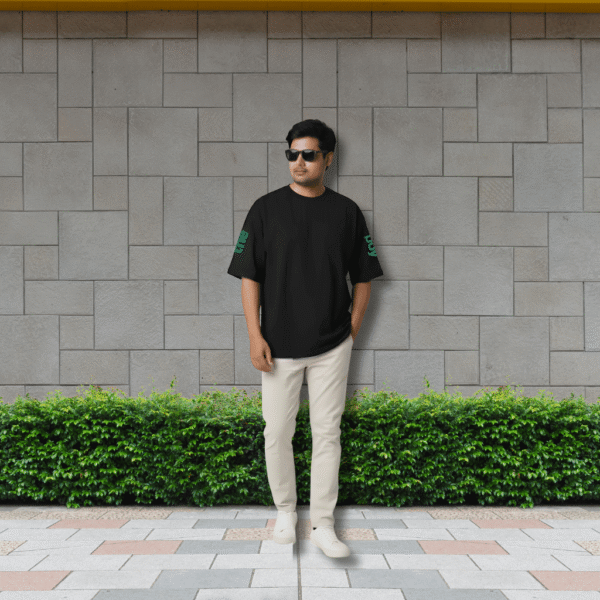 The Monkey boy cotton 240 GSM Oversized Printed T-Shirt for Men - Black - Image 2