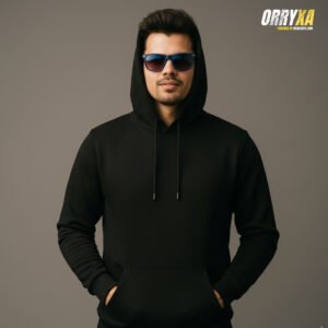 Premium Black Hoodie – 320 GSM Heavyweight Fleece | Oversized Streetwear by ORRYXA