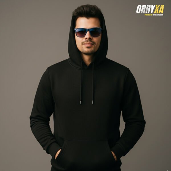 Premium Black Hoodie – 320 GSM Heavyweight Fleece | Oversized Streetwear by ORRYXA - Image 1