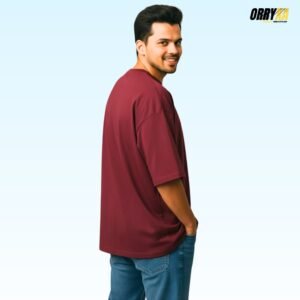 Maroon Plain Oversized T-Shirt | ORRYXA 240 GSM French Terry Cotton