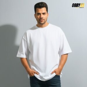 White Plain Oversized T-Shirt | ORRYXA 240 GSM French Terry Cotton