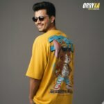 Jerry Back Print T-Shirt – 240 GSM French Terry Cotton | Red & Yellow Oversized Cartoon Streetwear Tee