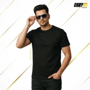 Black Sinker Cotton Compact Yarn 220 GSM Regular Fit T-Shirt | Premium Soft Touch Daily Wear Tee for Men & Women