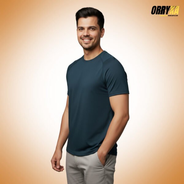 bluee Petrol Blue Sinker Cotton Compact Yarn 220 GSM Regular Fit T-Shirt | Premium Soft Touch Daily Wear Tee for Men & Women - Image 1