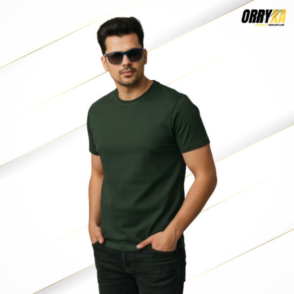 forest Forest Green Sinker Cotton Compact Yarn 220 GSM Regular Fit T-Shirt | Premium Soft Touch Daily Wear Tee for Men & Women - Image 1