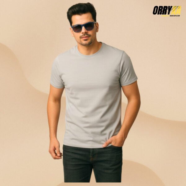gray Gray Sinker Cotton Compact Yarn 220 GSM Regular Fit T-Shirt | Premium Soft Touch Daily Wear Tee for Men & Women - Image 1
