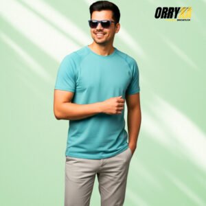 Teal / Light Blue Sinker Cotton Compact Yarn 220 GSM Regular Fit T-Shirt | Premium Soft Touch Unisex Daily Wear Tee