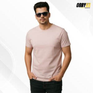 Light Pink Sinker Cotton Compact Yarn 220 GSM Regular Fit T-Shirt | Premium Soft Touch Daily Wear Tee for Men & Women