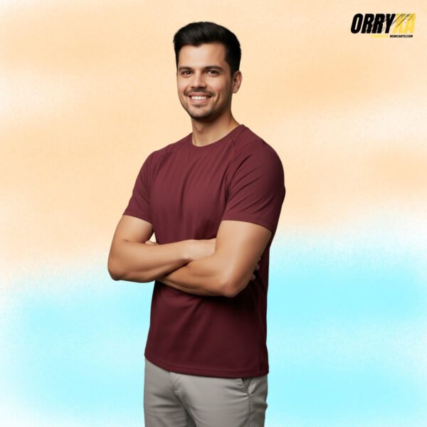 Maroon Sinker Cotton Compact Yarn 220 GSM Regular Fit T-Shirt | Premium Soft Touch Daily Wear Tee for Men & Women - Image 1