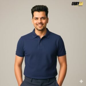 Premium Navy Blue Polo T-Shirt – 220 GSM | Classic Plain Cotton Comfort