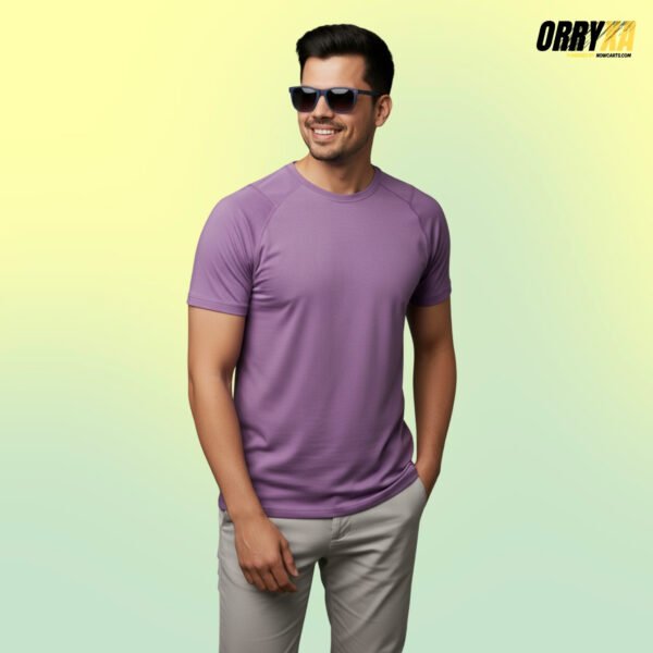 pink Purple Sinker Cotton Compact Yarn 220 GSM Regular Fit T-Shirt | Premium Soft Touch Daily Wear Tee for Men & Women - Image 1