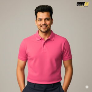 Premium Pink Polo T-Shirt – 220 GSM | Classic Plain Cotton Comfort