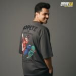 Popeye Back Print T-Shirt – 240 GSM French Terry Cotton | Red & Gray Oversized Streetwear Tee