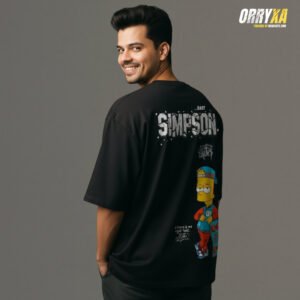 Simpson Print Oversized T-Shirt – Black 240 GSM French Terry Cotton Premium Streetwear