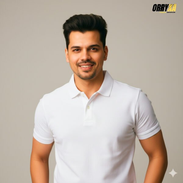 white polo Premium White Polo T-Shirt – 220 GSM | Classic Plain Cotton Comfort - Image 1